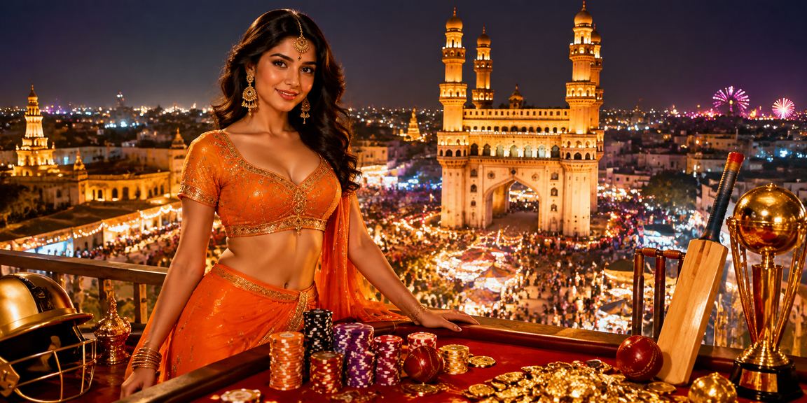 Hyderabad Charminar and Cricket Betting red gold